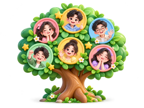 头像组成的可爱签到树